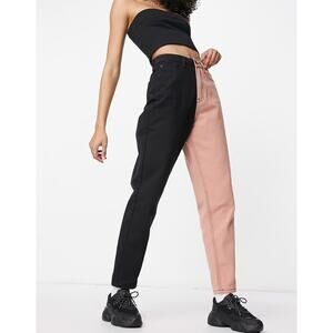 MISSGUIDED | riot high-rise mom jean | color block | Size 4